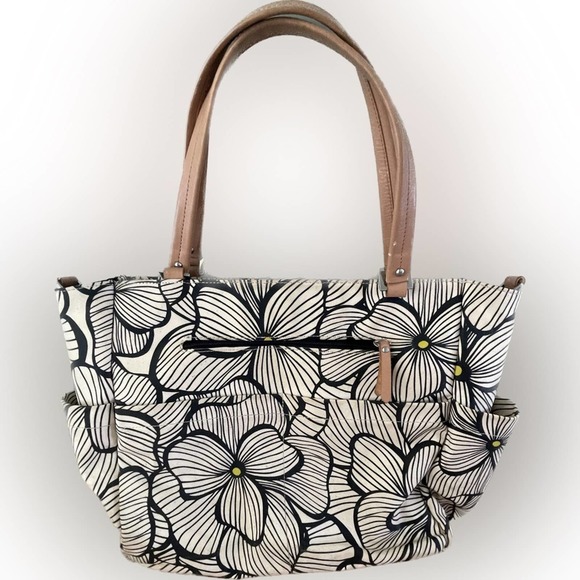 RARE Petunia Pickle Bottom City Carryall Diaper Bag - Bordeaux Bloom - Picture 2 of 5